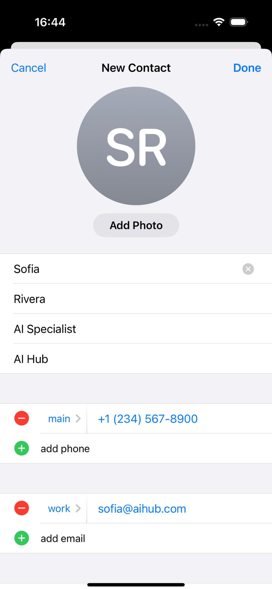 Creating New Contact